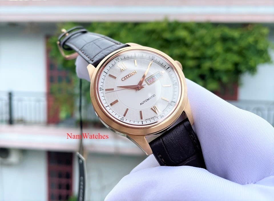 NY4053-05A (2) dong ho Citizen Automatic Elegant Rose Gold Leather - NY4053-05A