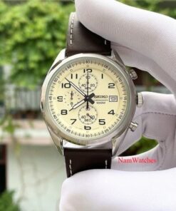 dong ho Seiko Quartz Chronograph Ivory Leather - SSB273P1
