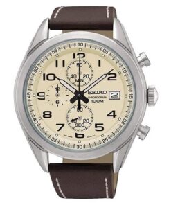 dong ho Seiko Quartz Chronograph Ivory Leather - SSB273P1