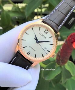 dong ho Citizen Automatic Rose Gold Leather - NJ0113-10A